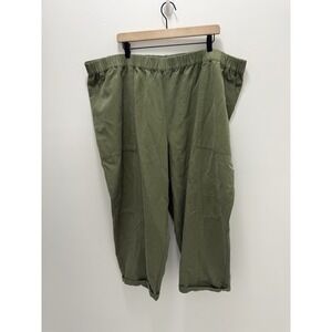 ON 34th Women's 4X Olive Green Pull On Utility Crop Pants Cotton Lyocell NWOT